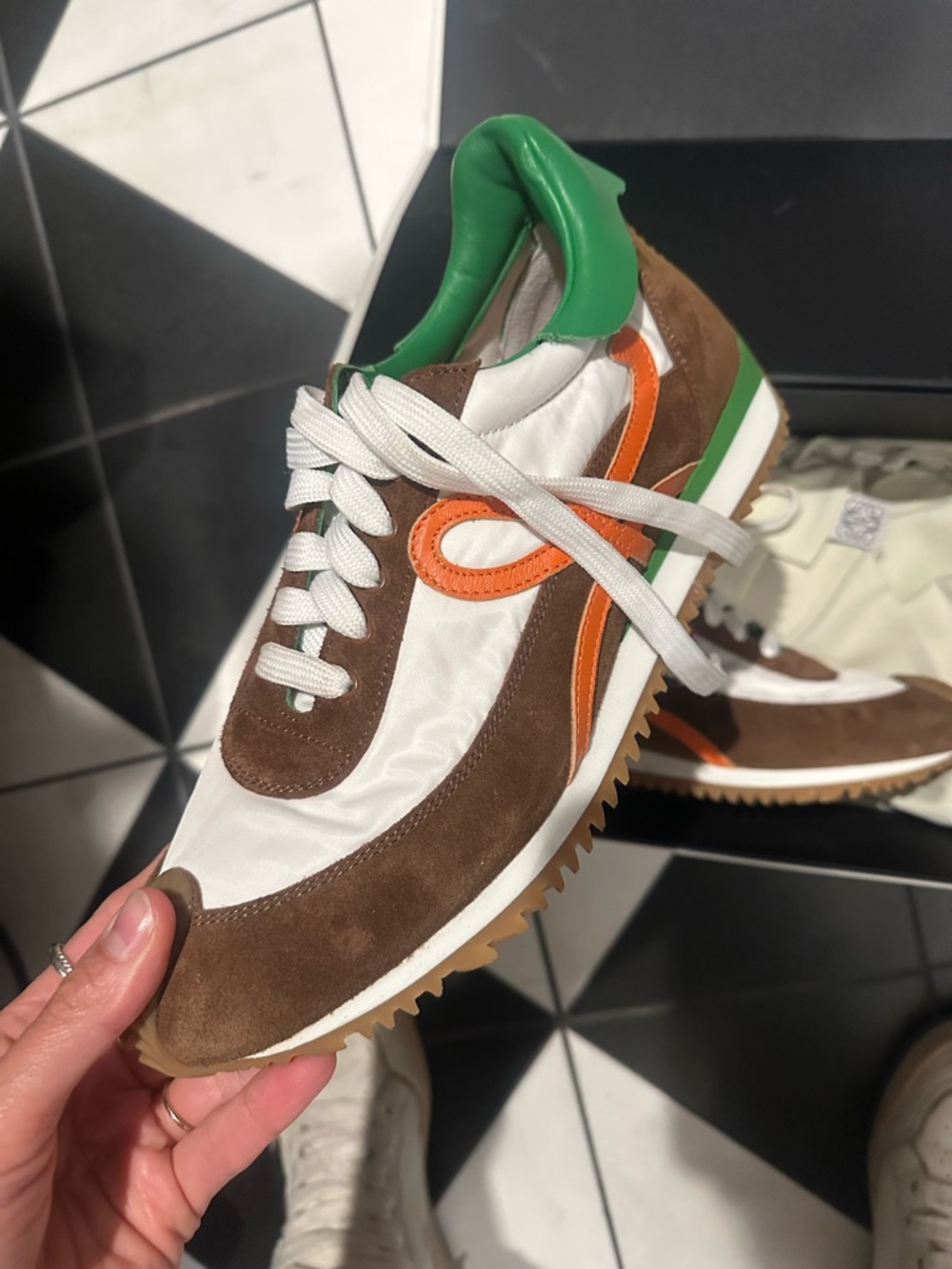 Loewe Brown, White, Orange & Green Women's Sneakers
